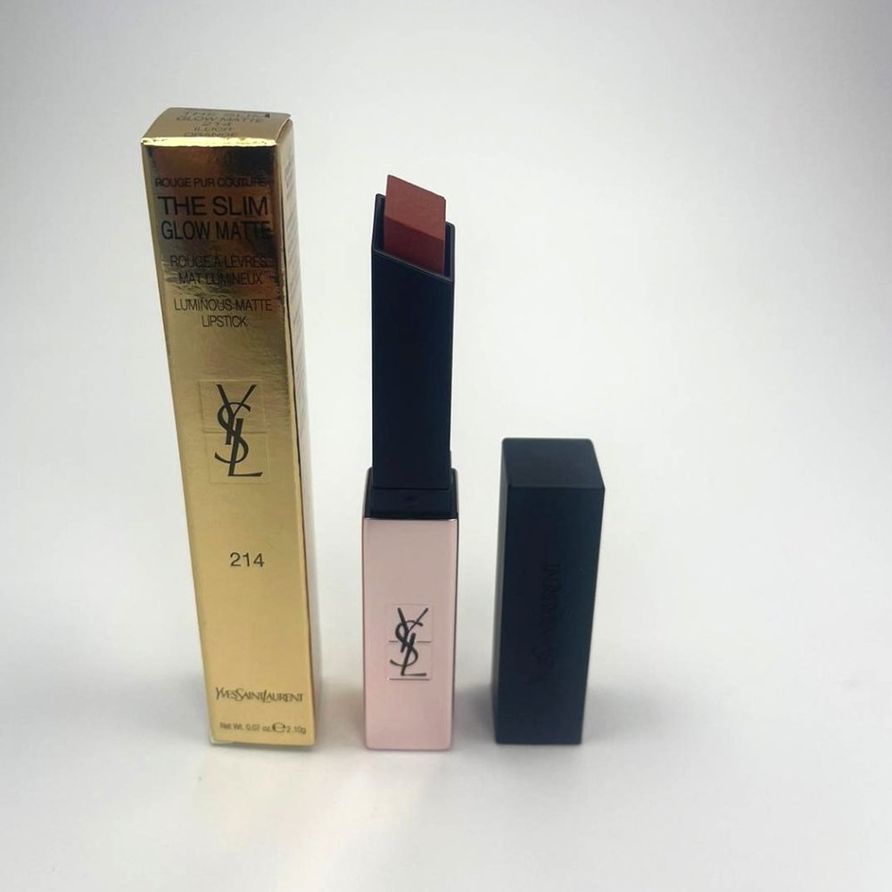 YSL The Slim Glow Matte Lipstick 214 Illicit Orange BRAND NEW